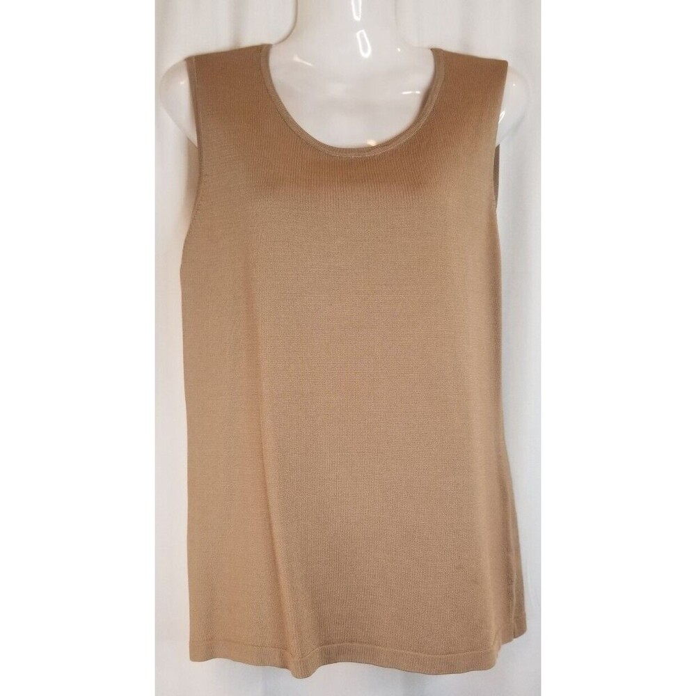 Jones Studio Women's Knit Top Sleeveless Taupe Career or Casual Size Medium